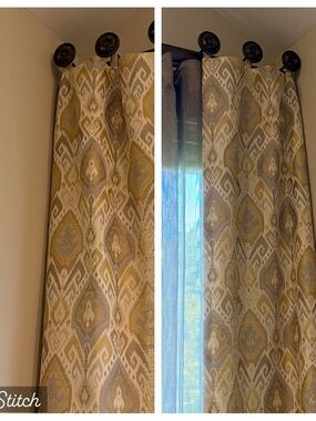 Ethan Allen pair of Yellow and Gray Ikat Curtain Panels